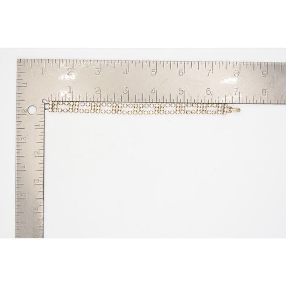 Vintage Crystal Bracelet Prong Rhinestone Silver Tone Sparkling Shiny 1980s BinO - Picture 12 of 12